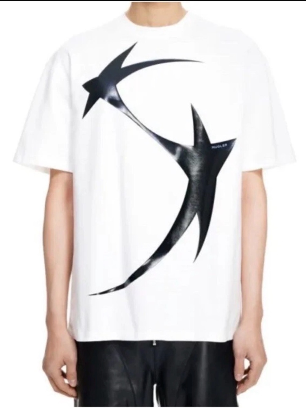 MUGLER x H&M Printed Logo Star Motif Graphic Tee M
